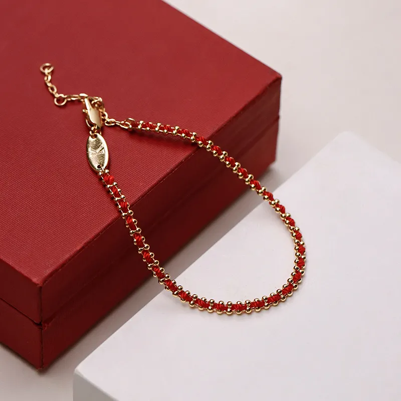 NATURALLYJOJO Woven Rope Bracelets Women's Gold/Red-6