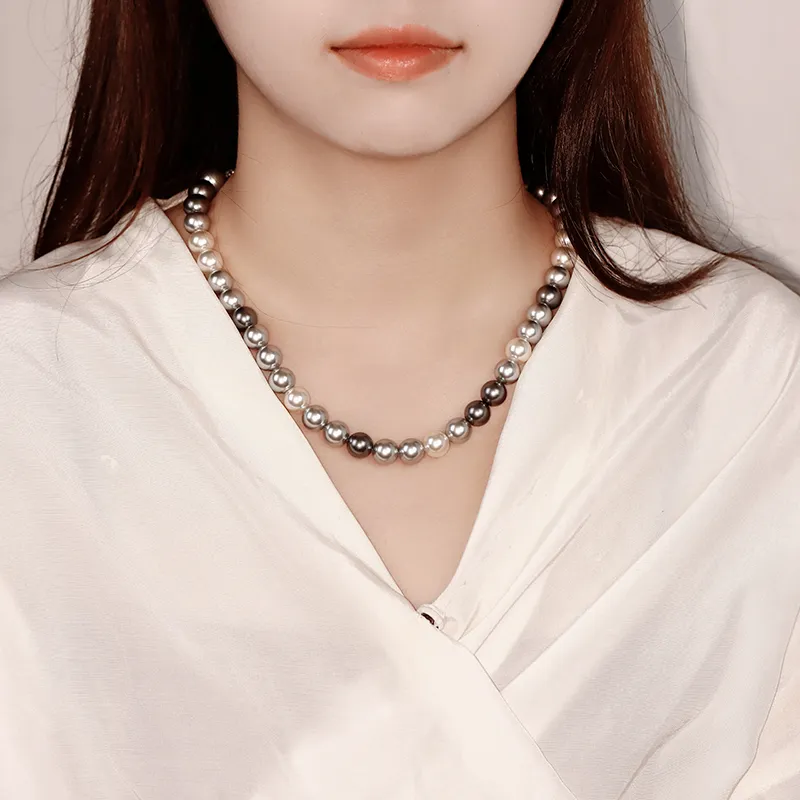 NATURALLYJOJO Imitation Pearl Copper Necklaces Women's White/Gray/Black-1