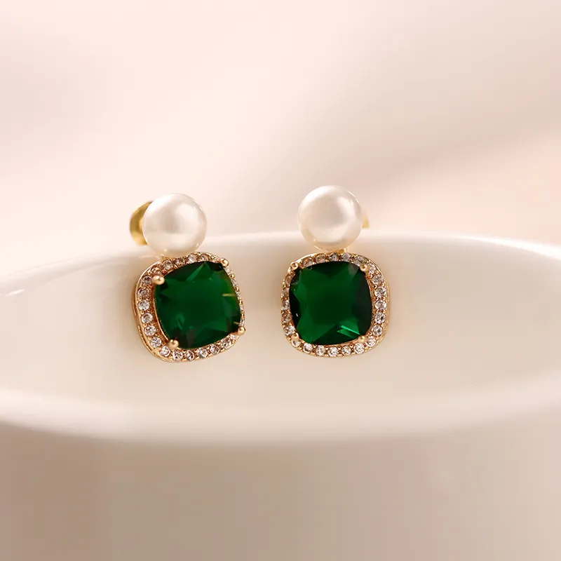NATURALLYJOJO Zircon Earrings Women's Green-6