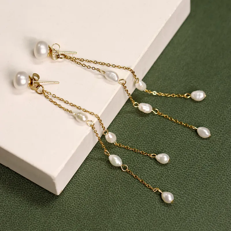 NATURALLYJOJO S925 Sterling Silver Stud High Light Freshwater Pearl Earrings Women's Gold-7