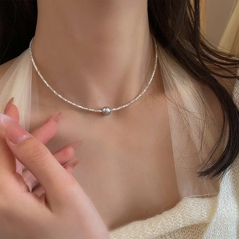 NATURALLYJOJO Faux Pearl Necklaces Women's White/Gray/Silver-10