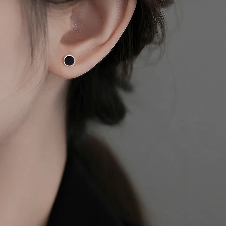 NATURALLYJOJO S999 Fine Silver Stud Earrings Women's Black-2