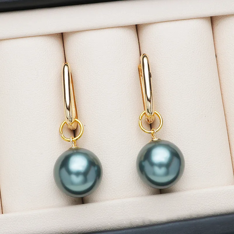 NATURALLYJOJO Shell Pearl Earrings Women's Green/Purple-2