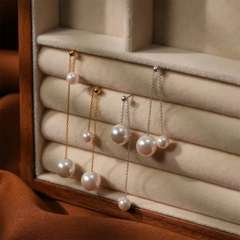 NATURALLYJOJO S925 Silver Faux Pearl Earrings Women's Silver/Gold-5