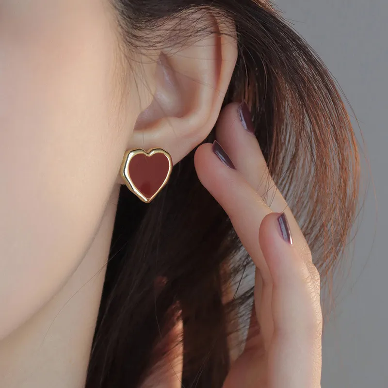 NATURALLYJOJO Copper Drips Oil Earrings Women's Red/Blue-1