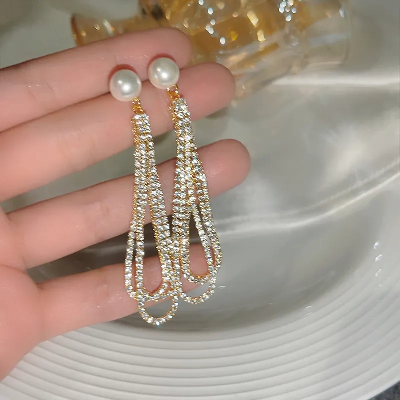 NATURALLYJOJO 925 Sterling Silver Needle Zircon Faux Pearl Earrings Women's Gold-5