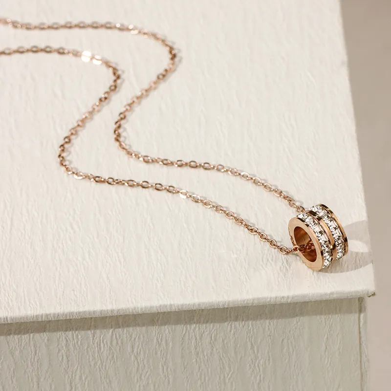 NATURALLYJOJO Titanium Steel Zircon Necklaces Women's Rose Gold-2