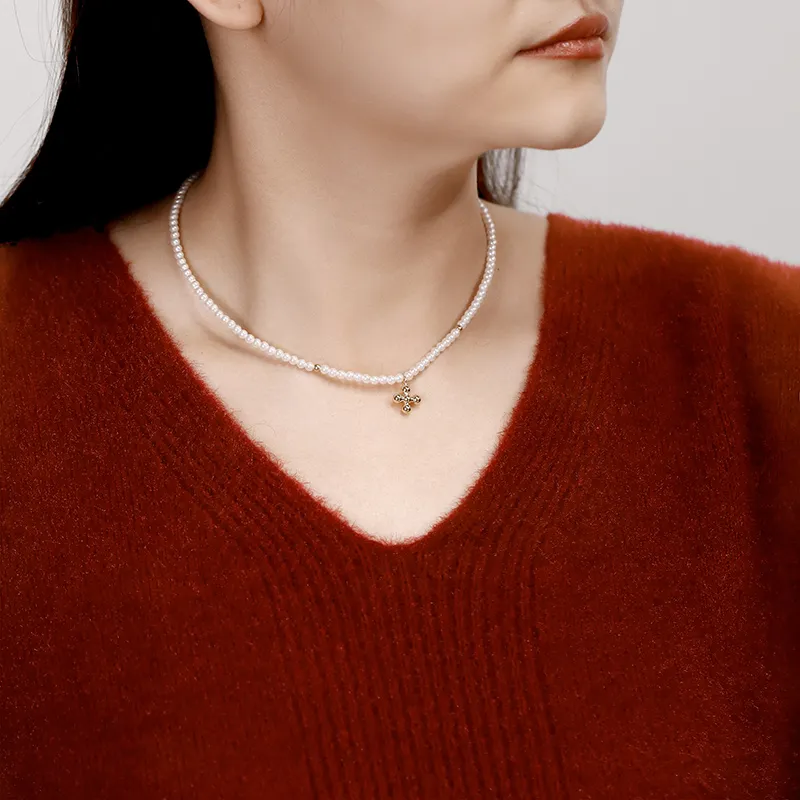 NATURALLYJOJO Shell Pearl Necklaces Women's White/Gold-2