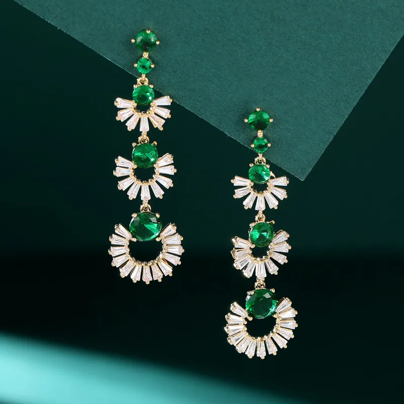 NATURALLYJOJO 925 Sterling Silver Needle Zircon Earrings Women's Green-5