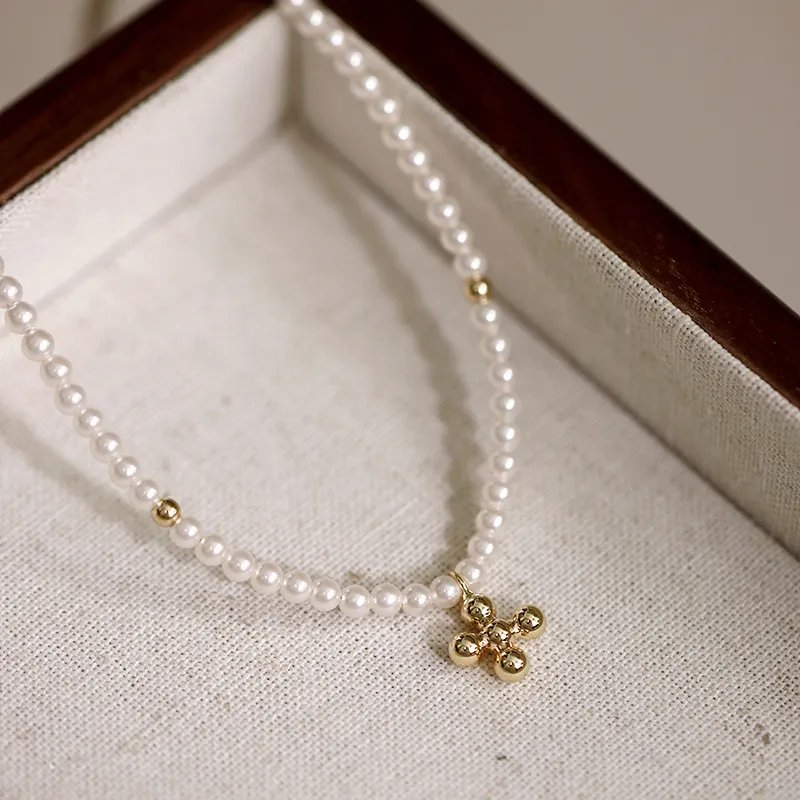 NATURALLYJOJO Shell Pearl Necklaces Women's White/Gold-5