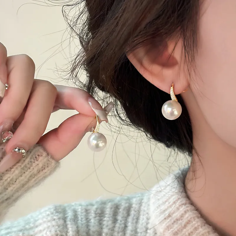 NATURALLYJOJO Faux Pearl Earrings Women's Silver/Gold-9