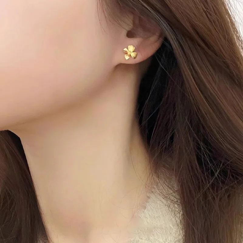 NATURALLYJOJO S999 Fine Silver Stud Earrings Women's Gold-3