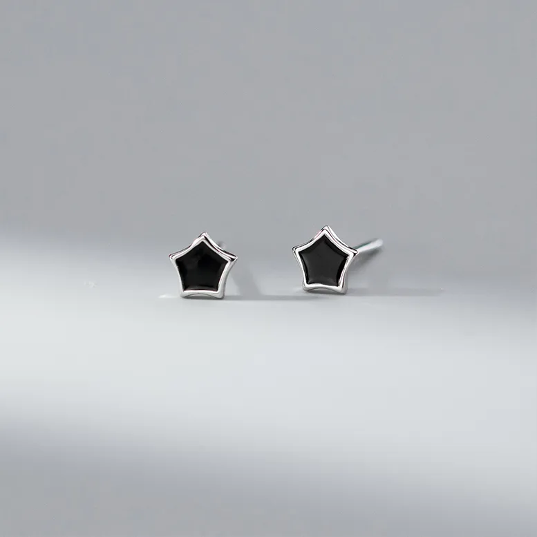 NATURALLYJOJO S999 Fine Silver Stud Earrings Women's Black-6