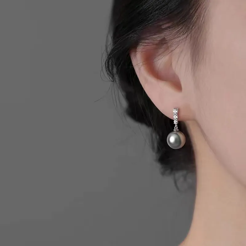 NATURALLYJOJO 925 Silver Needle Imitation Pearl Earrings Women's Gray-3