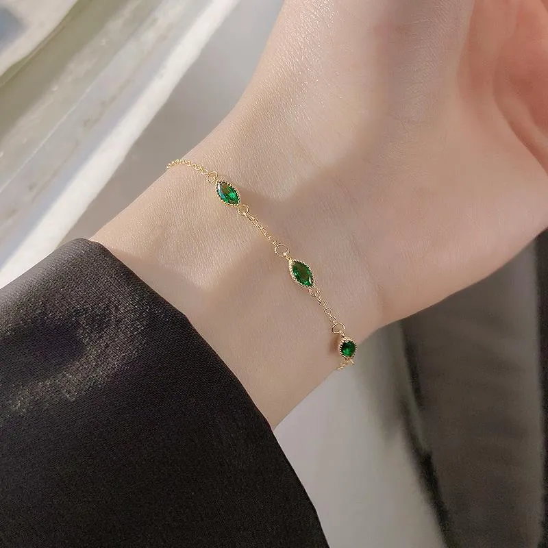 NATURALLYJOJO S925 Silver Bracelets Women's Gold/Green-1
