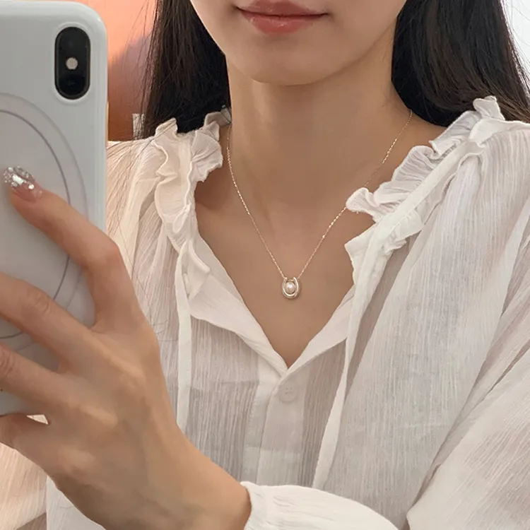 NATURALLYJOJO Faux Pearl Necklaces Women's White/Gray/Black-2