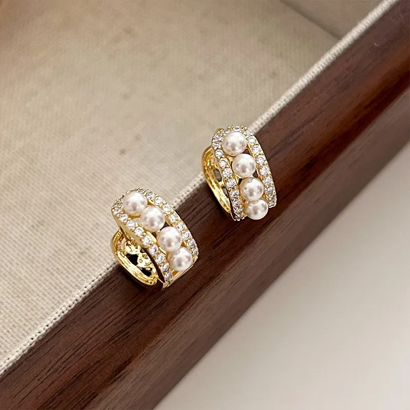 NATURALLYJOJO Copper Faux Pearl Earrings Women's Gold-5