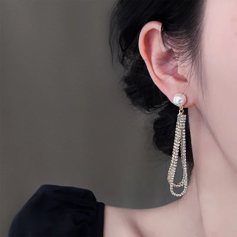 NATURALLYJOJO 925 Sterling Silver Needle Zircon Faux Pearl Earrings Women's Gold-2