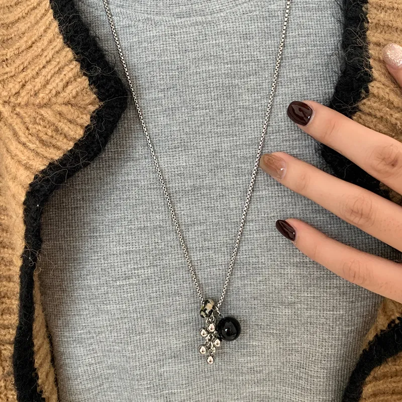 NATURALLYJOJO Copper Speckled Stone Necklaces Women's Silver-1
