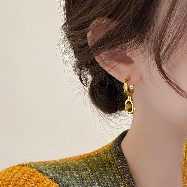 NATURALLYJOJO Tiger's Eye Stone Earrings Women's-2