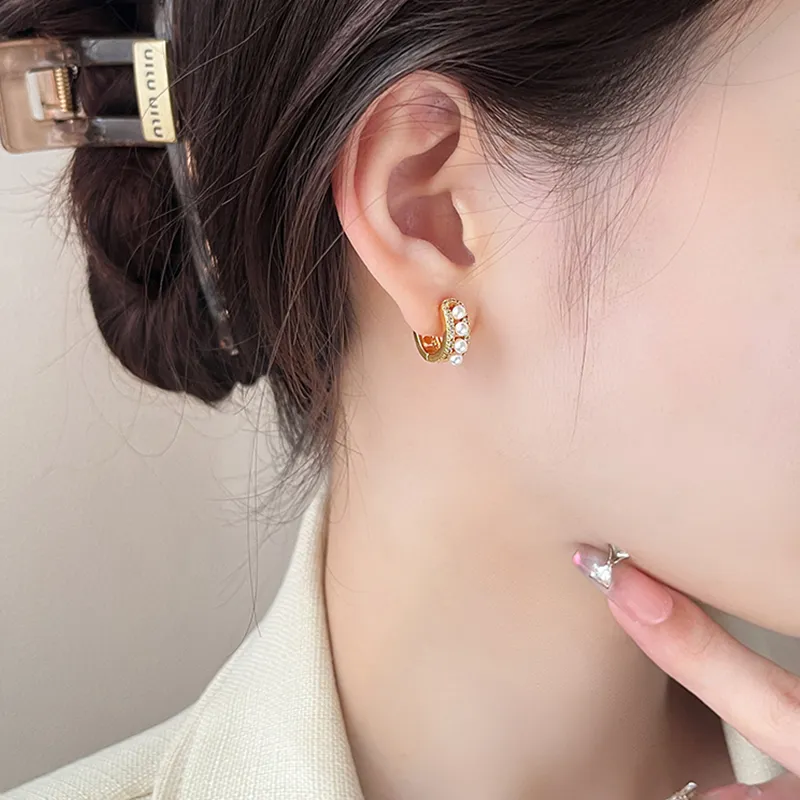 NATURALLYJOJO Copper Faux Pearl Earrings Women's Gold-3