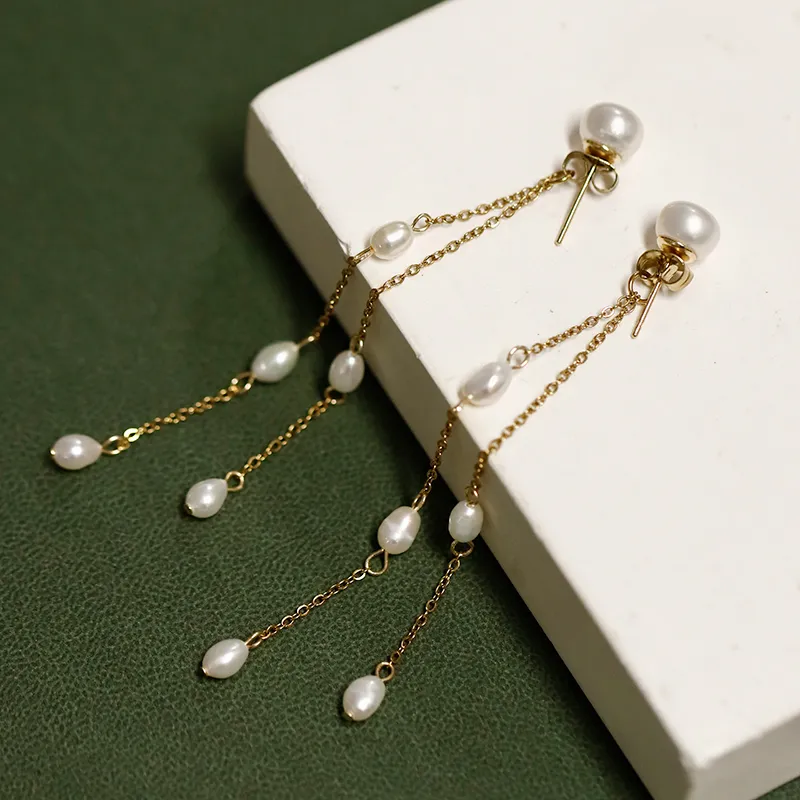 NATURALLYJOJO S925 Sterling Silver Stud High Light Freshwater Pearl Earrings Women's Gold-5