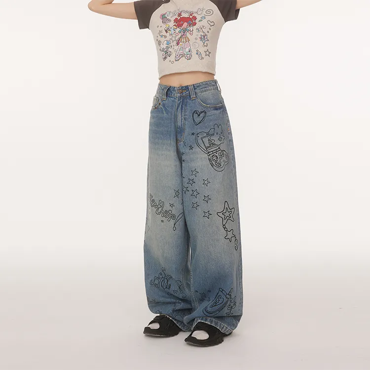 BETWEENAND Jeans Women's Graffiti Blue-3