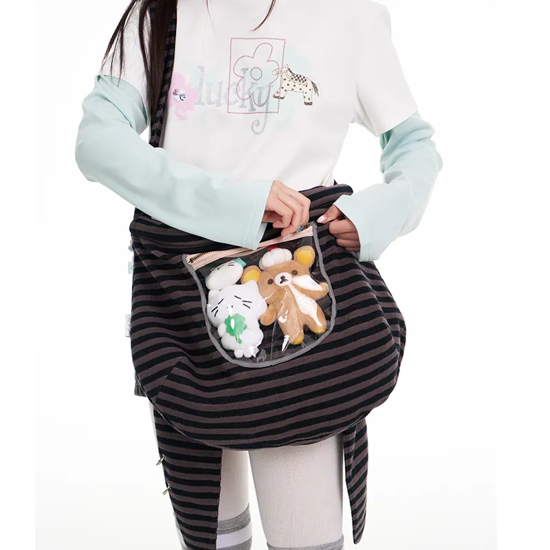 BETWEENAND Cotton Crossbody Bag Women's Stripes-2