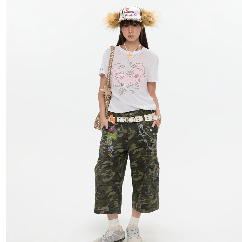 BETWEENAND Cargo Pants Women's Camouflage-4