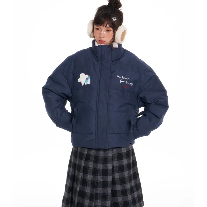BETWEENAND Puffer Jacket Women's Denim-4