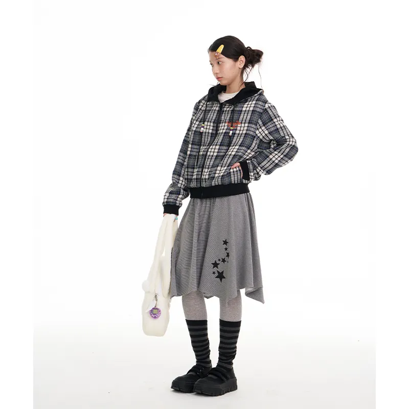 BETWEENAND Casual Short Skirts Women's Gray Stripes-6