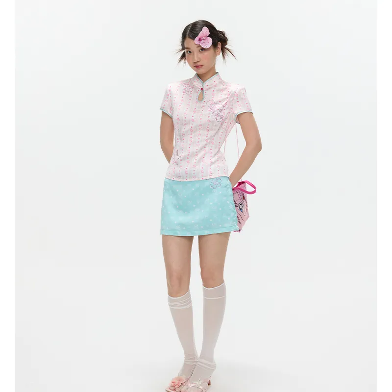 BETWEENAND Casual Short Skirts Women's Mint Green-2