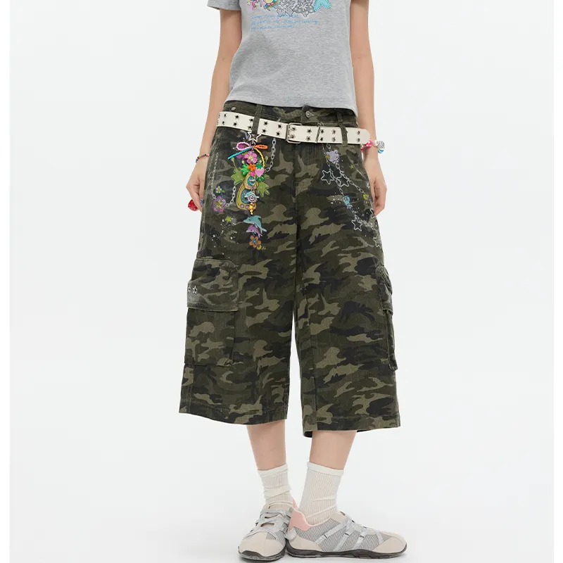 BETWEENAND Cargo Pants Women's Camouflage-3