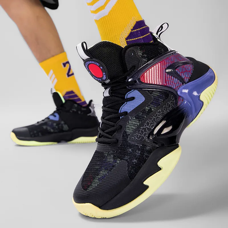ANDEZHANMUSI Basketball Shoes Unisex High Top White Black Purple/White Orange/Black Purple-14