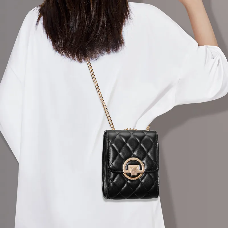 CORALDAISY Synthetic Leather Cell Phone Pouch, Coin Purse, Shoulder Bag, Crossbody Bag Regular Women's Mousse Black-5