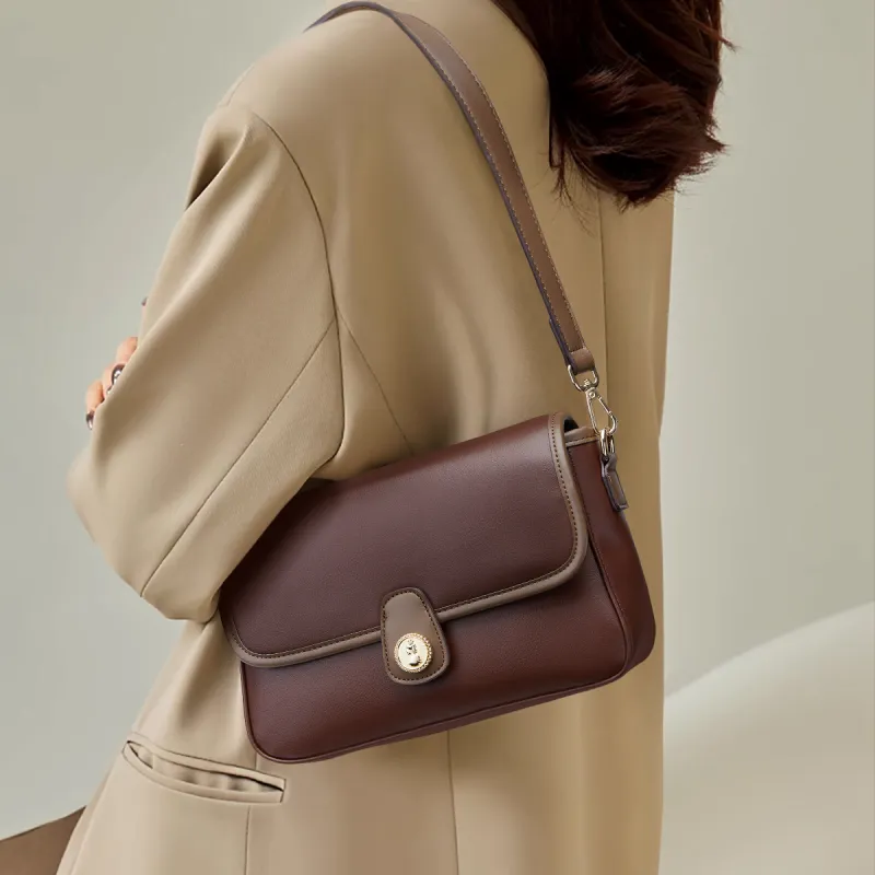CORALDAISY Synthetic Leather Shoulder Bag Women's Mocha/Crescent White-4