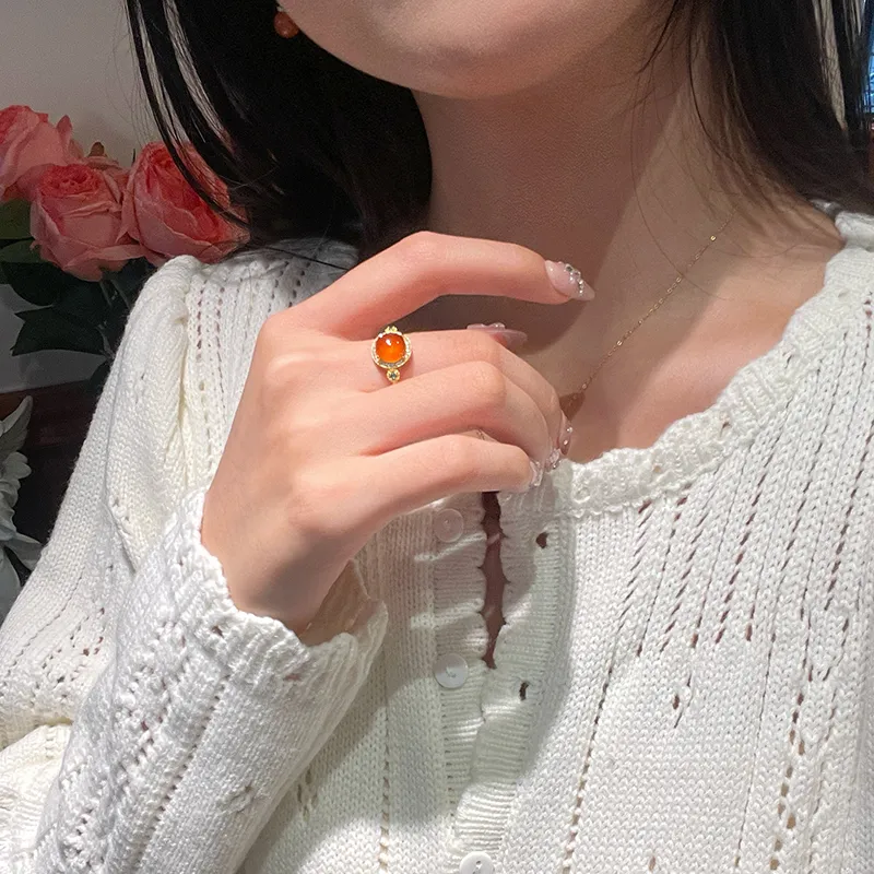 Honglangji Southern Red Agate Rings Women's-1