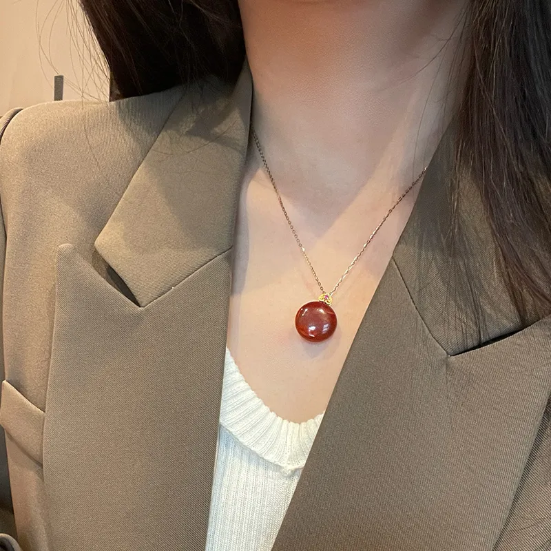 Honglangji Southern Red Agate Necklaces Women's-5