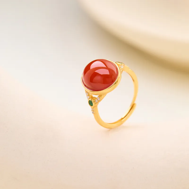 Honglangji S925 Silver Southern Red Agate Rings Women's-5