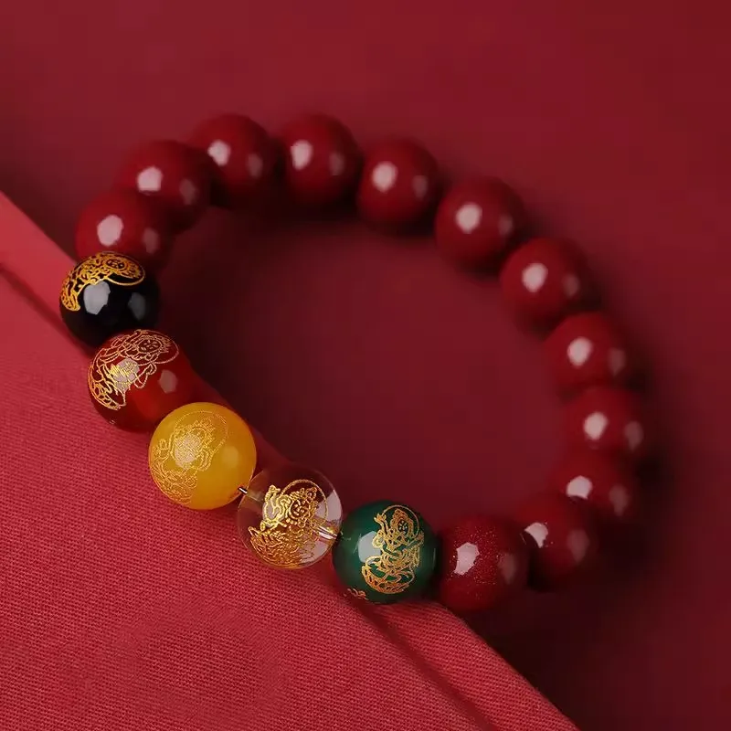 Honglangji Reconstructed Cinnabar Jade Bracelets Unisex-4