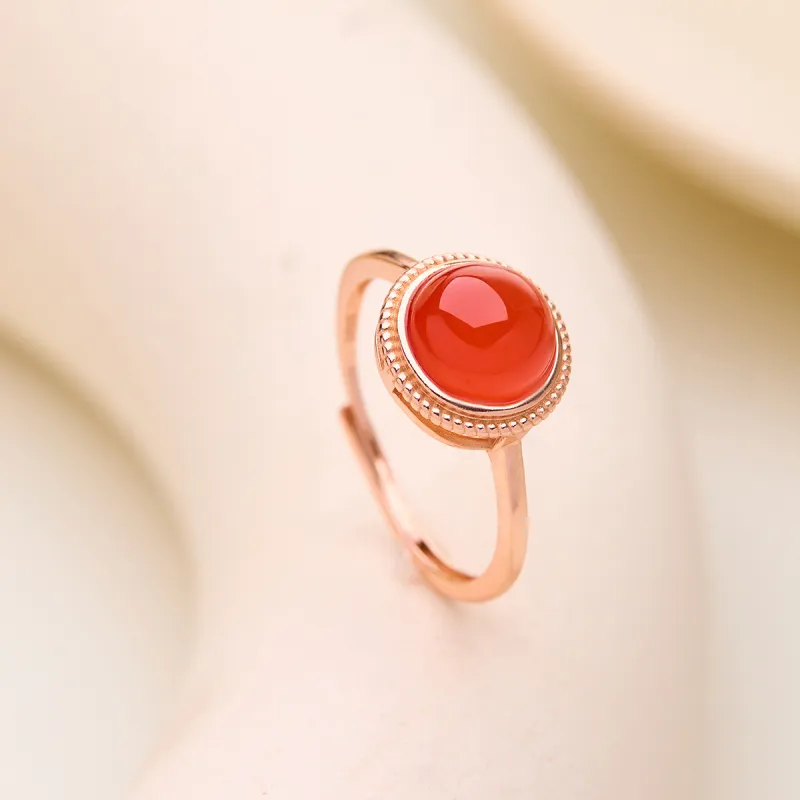 Honglangji Southern Red Agate Rings Women's-5