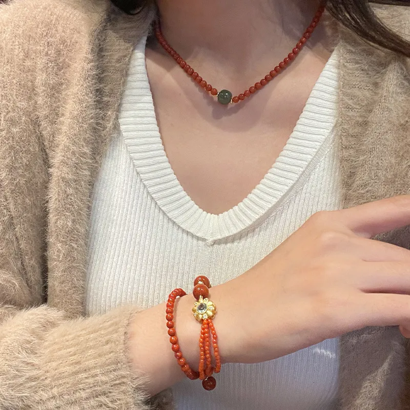 Honglangji Southern Red Agate Necklaces Women's-3