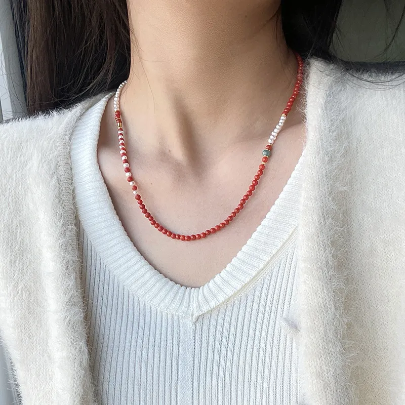 Honglangji Southern Red Agate Necklaces Women's-4