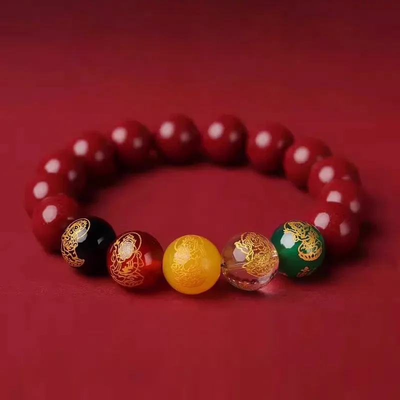 Honglangji Reconstructed Cinnabar Jade Bracelets Unisex-3