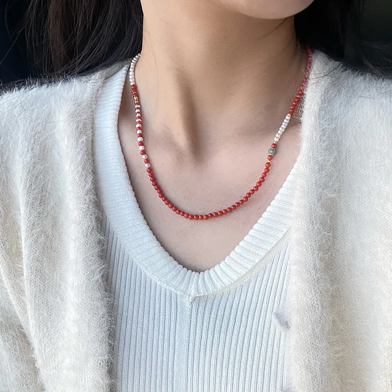 Honglangji Southern Red Agate Necklaces Women's-3