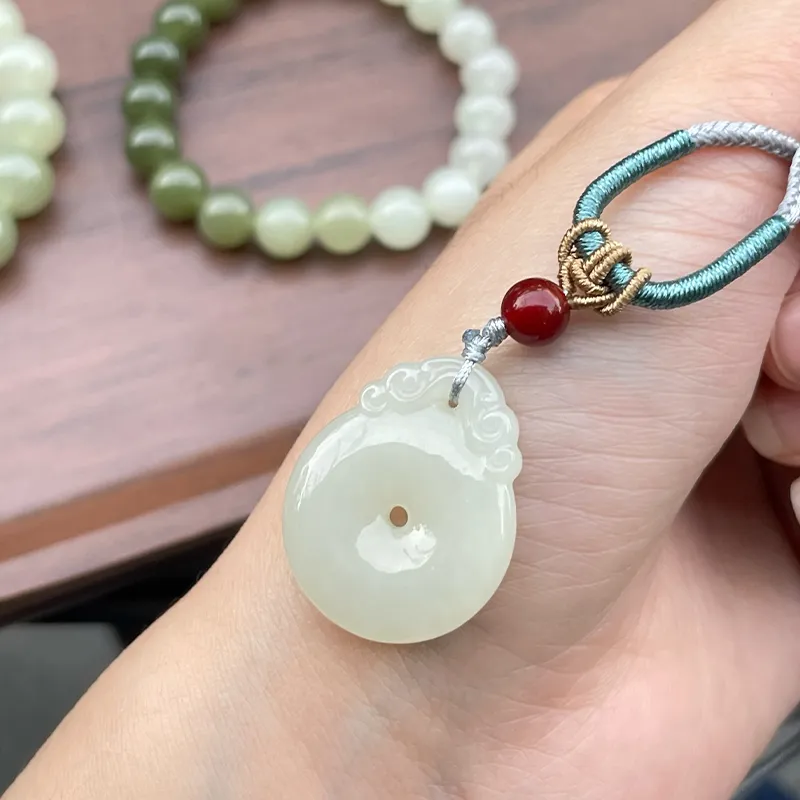 Honglangji Hetian Jade Necklaces White Jade/Pale Greenish White Jade Women's-5