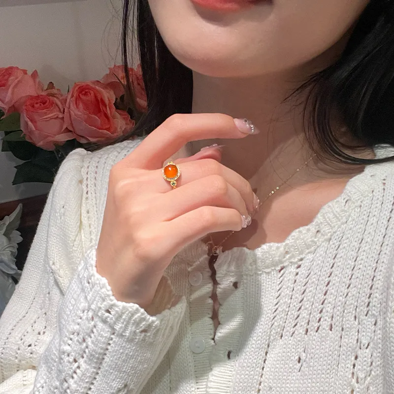 Honglangji Southern Red Agate Rings Women's-3