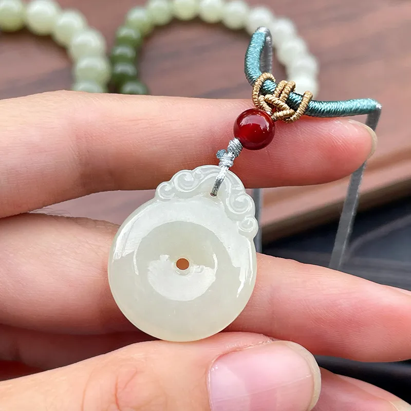 Honglangji Hetian Jade Necklaces White Jade/Pale Greenish White Jade Women's-4