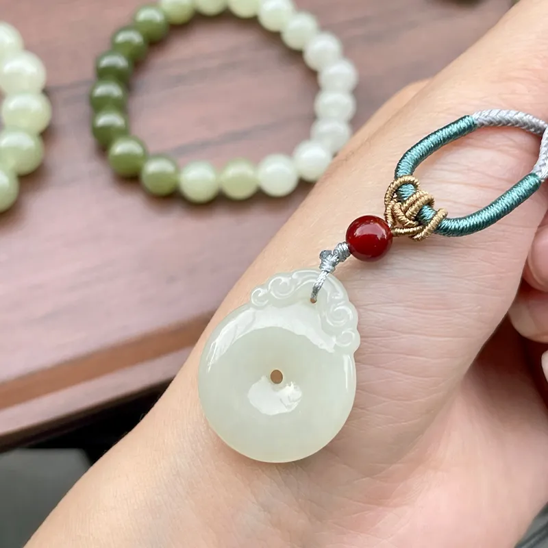 Honglangji Hetian Jade Necklaces White Jade/Pale Greenish White Jade Women's-3