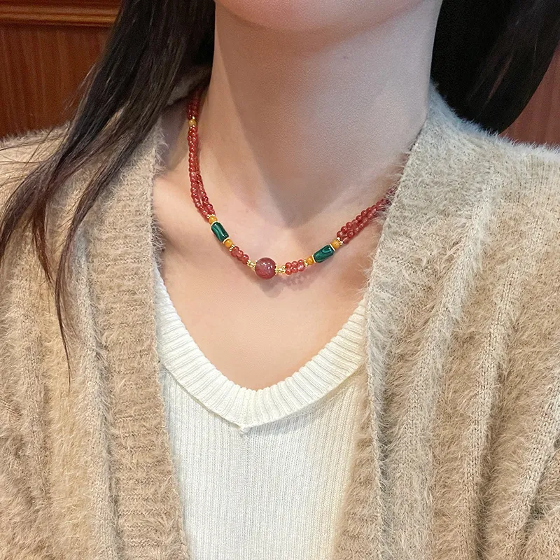 Honglangji Southern Red Agate Necklaces Women's-4
